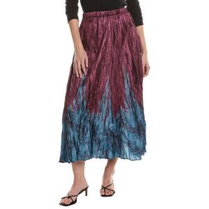Picadilly Womens  Printed Crinkled Long Skirt, Red